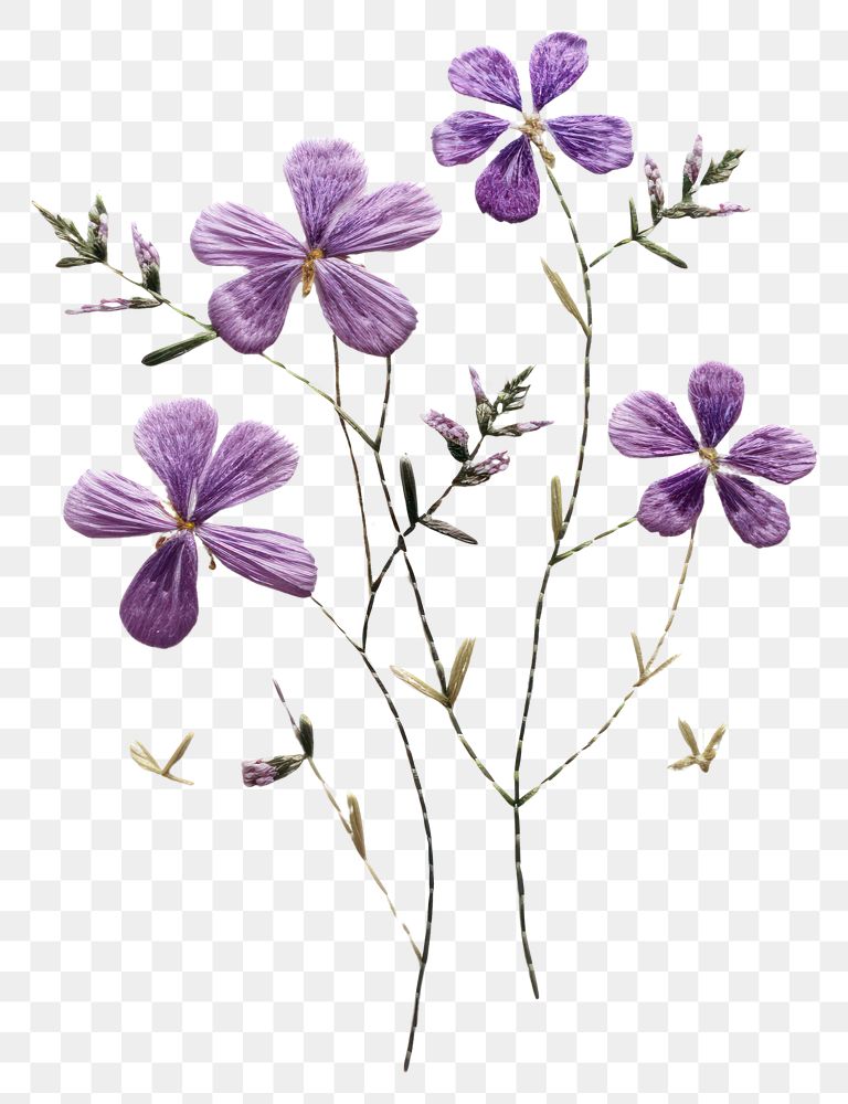 PNG Purple embroidery style wildflower petal.