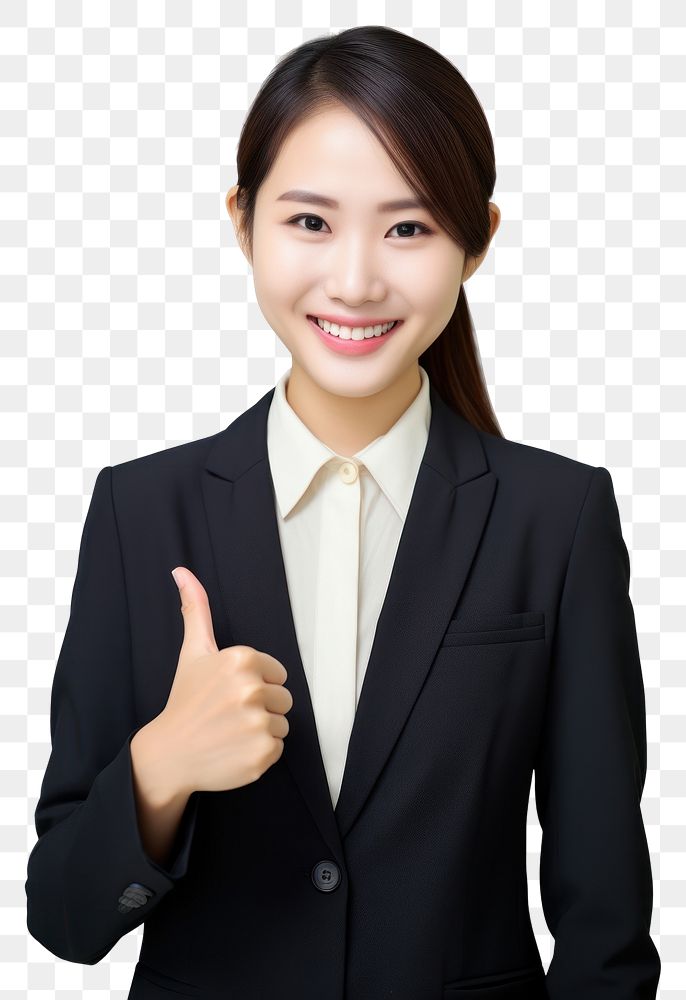 PNG Thai business woman thumbs up photography portrait finger. AI generated Image by rawpixel.