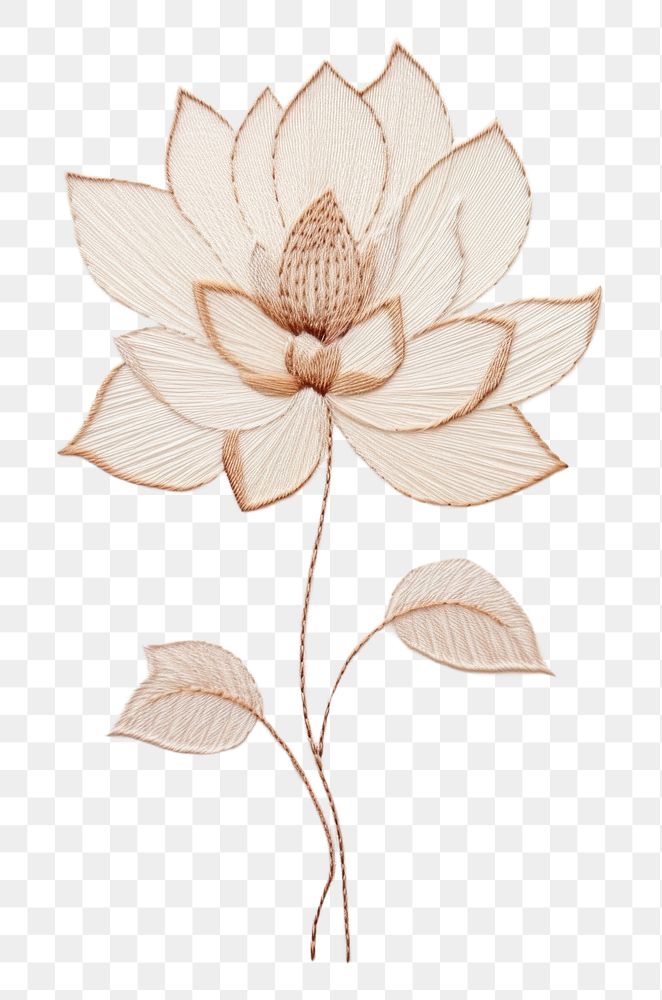 PNG Embroidery white fabric outline lotus.