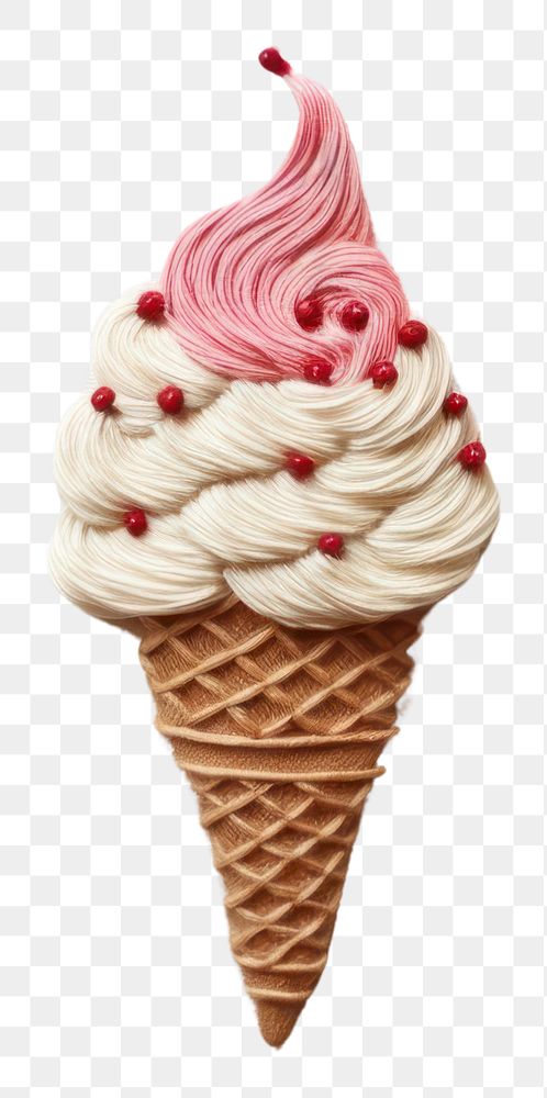 PNG White fabric soft serve embroidery ice cream.