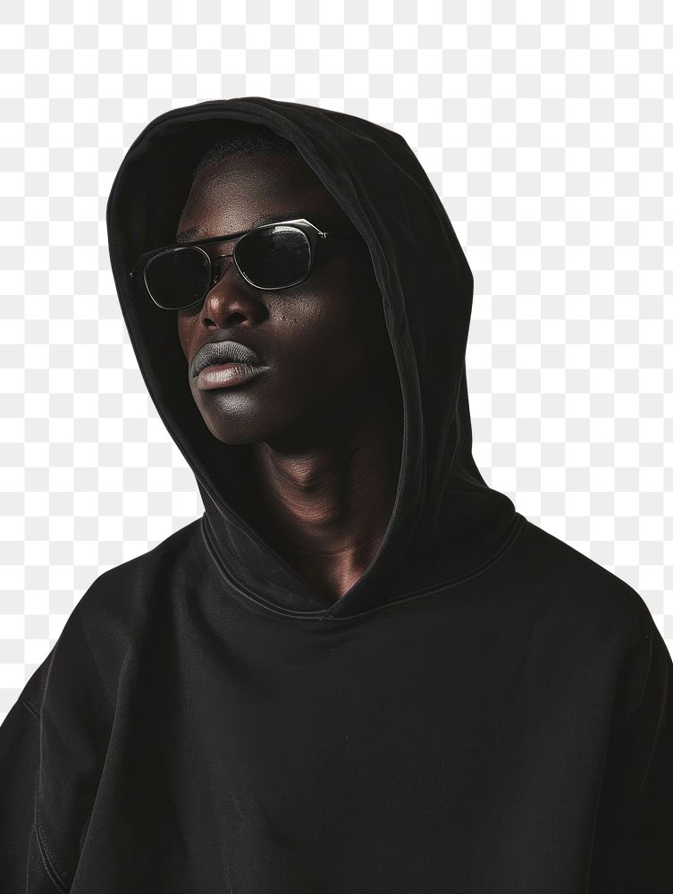 PNG  Hoodie mockup fashion sunglasses sweatshirt.