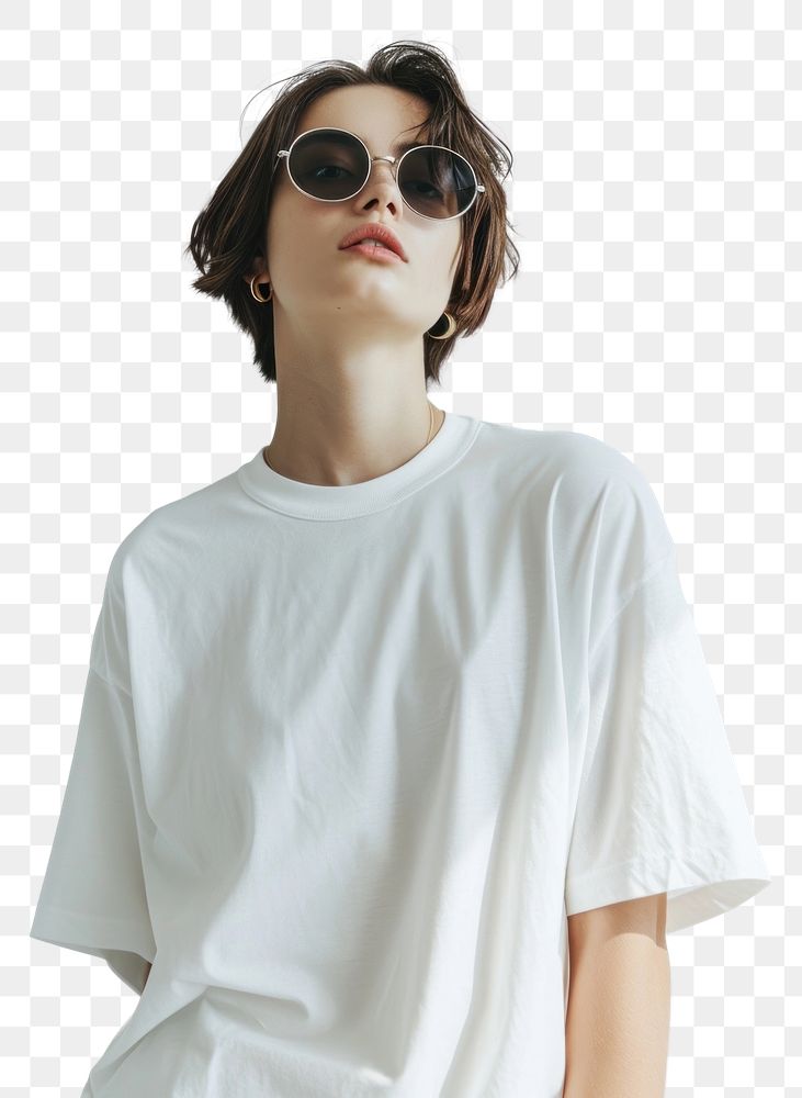 PNG Blank t shirt mockup sunglasses t-shirt fashion.
