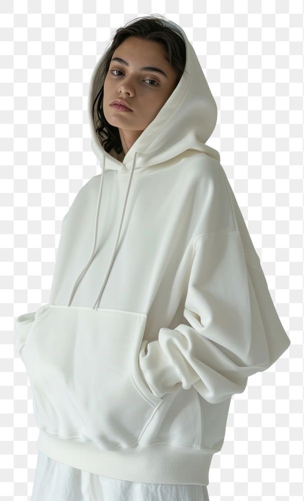PNG  Hoodie mockup fashion sweatshirt person.