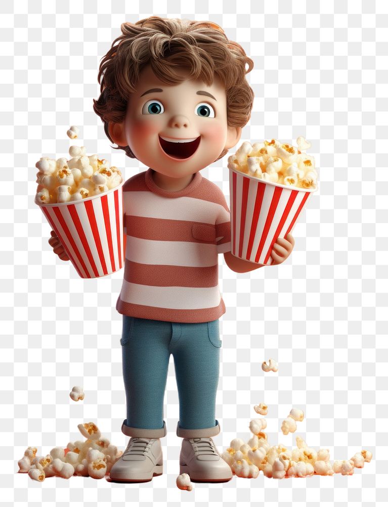 PNG Kid holding popcorn snack food happiness. AI generated Image by rawpixel.