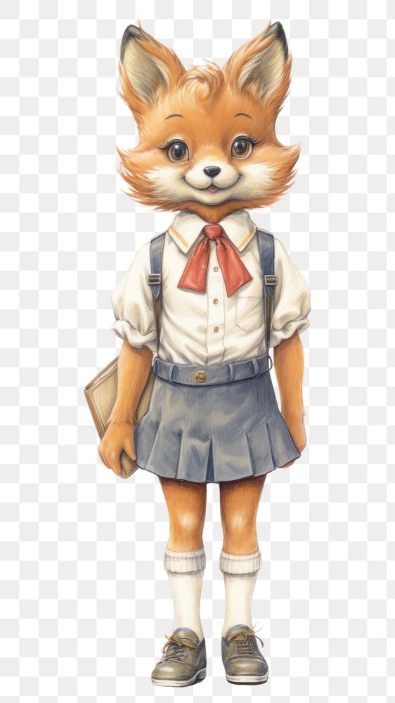PNG Fox character back to school drawing sketch representation.