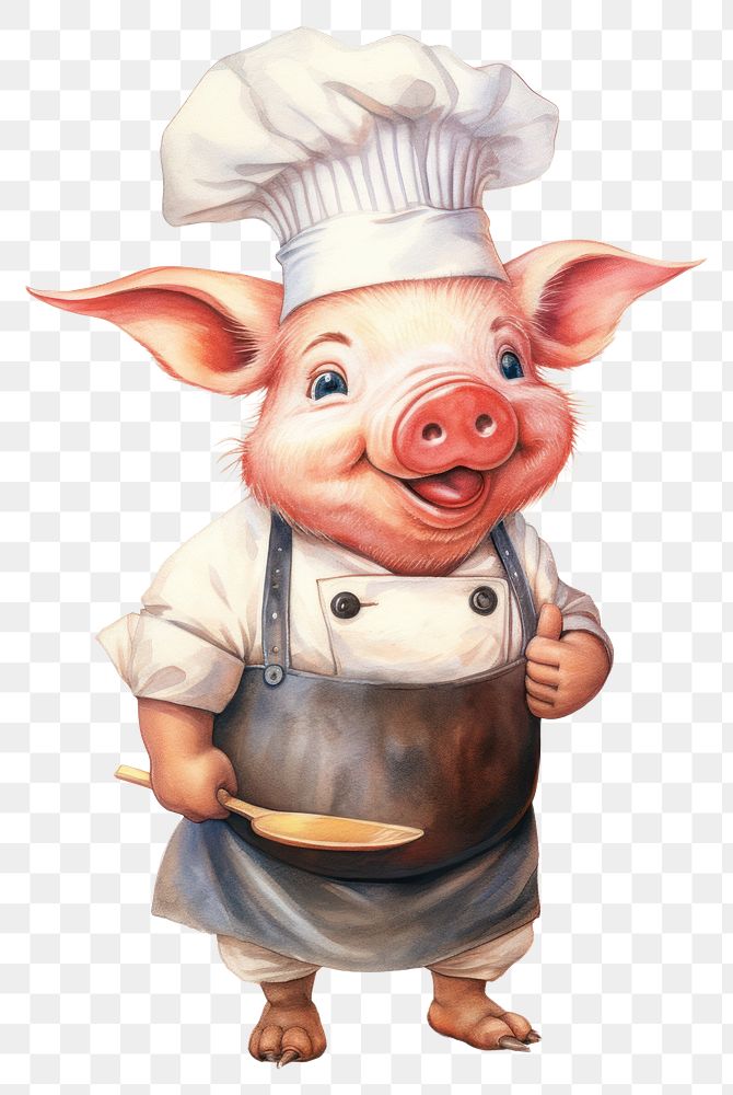PNG Pig chef character cook vegetable freshness