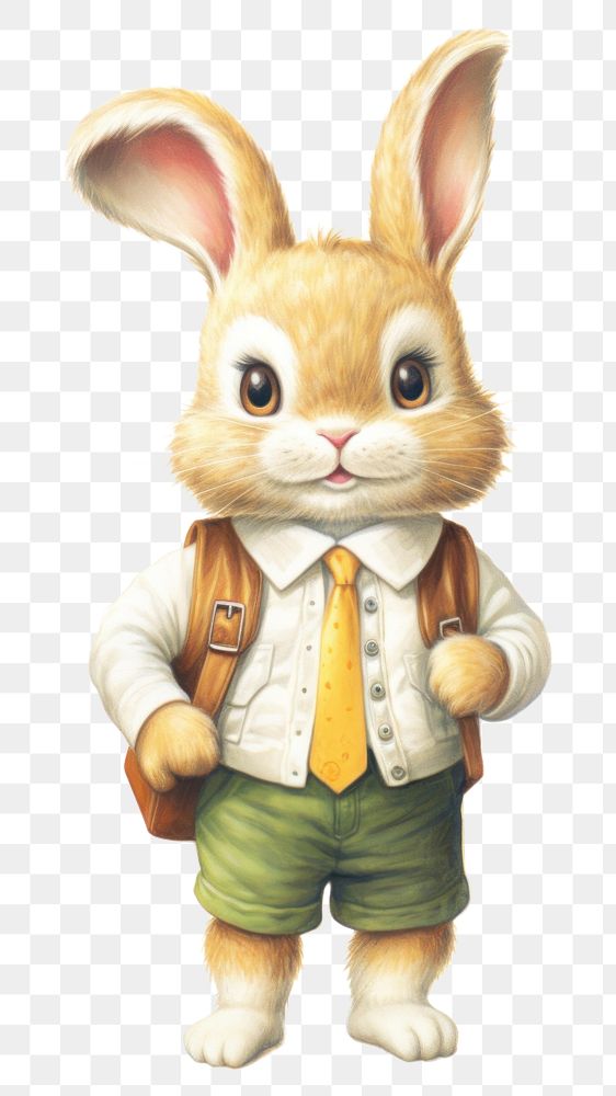 PNG Rabbit character back to school figurine animal mammal.
