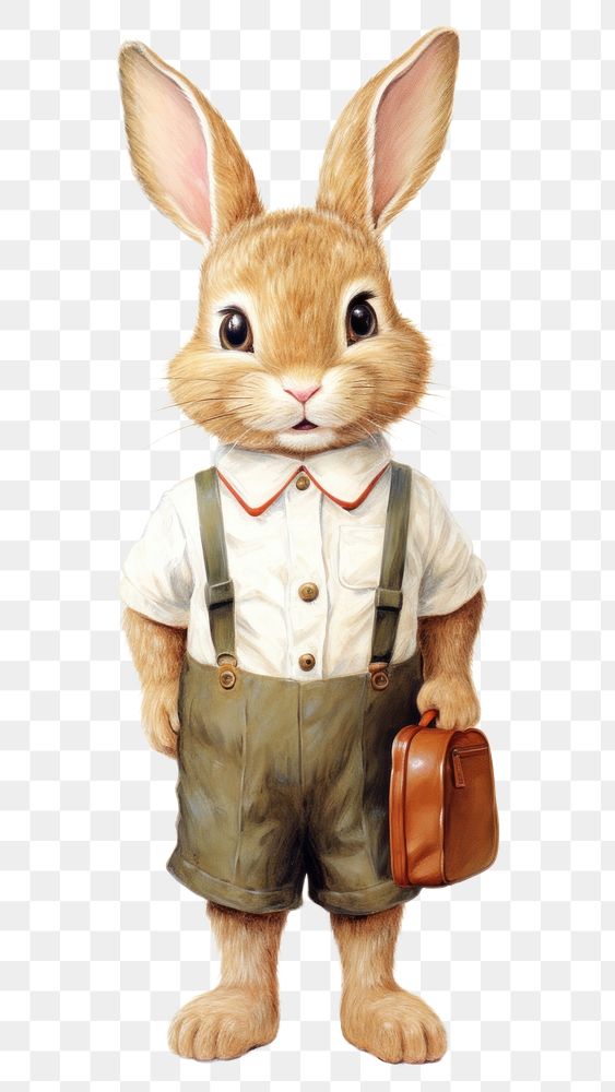 PNG Rabbit character back to school rodent animal mammal.
