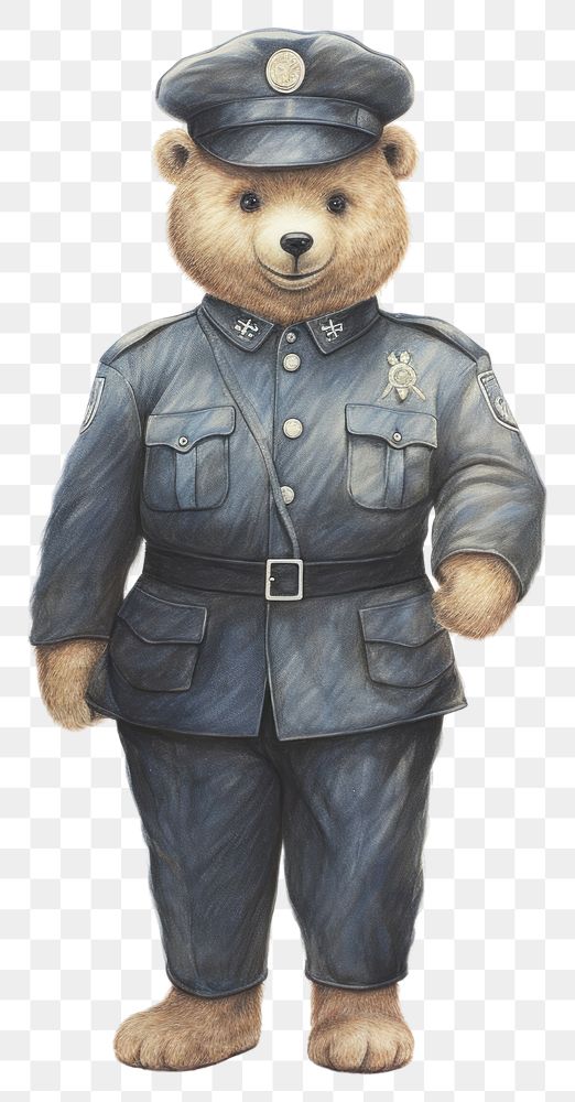 PNG Bear character wearing police costume toy representation protection.
