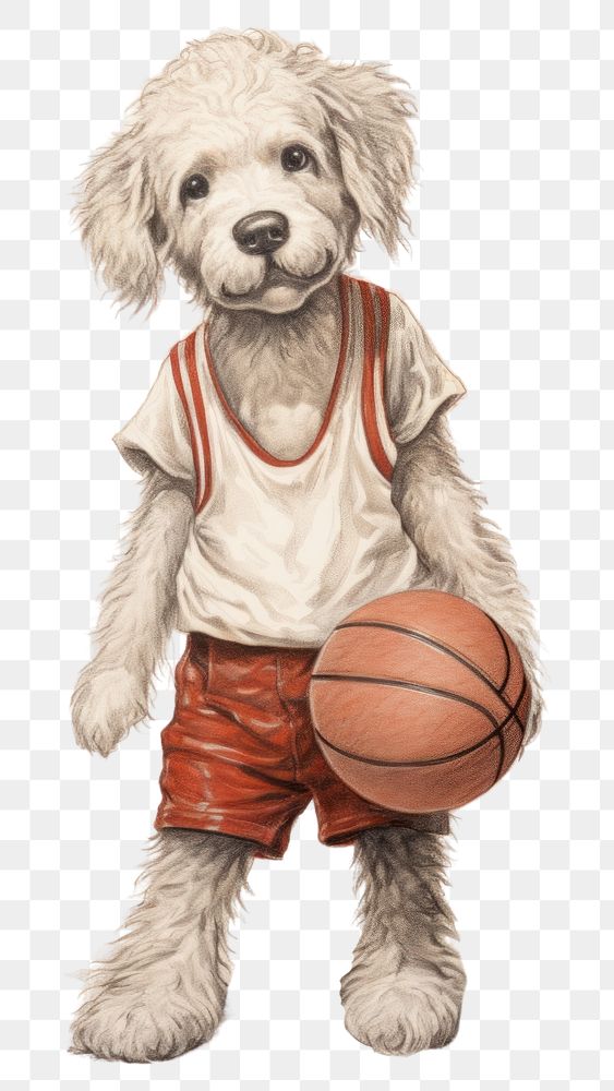 PNG Dog character basketball athlete drawing sketch portrait.