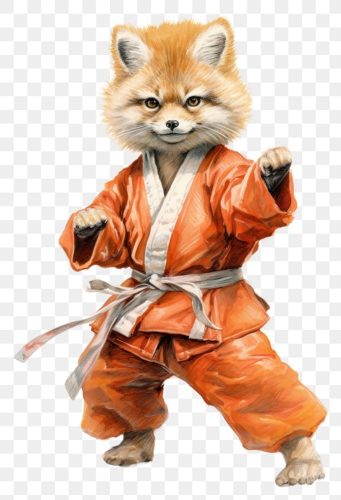 PNG Fox character taekwondo drawing mammal animal.