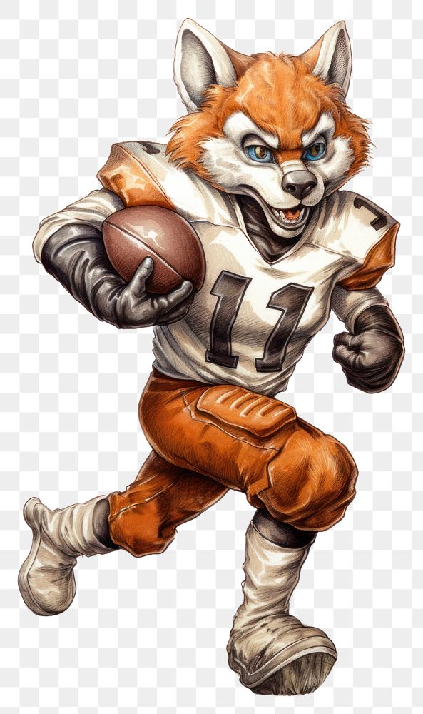 PNG Fox character playing american football sports sketch competition.