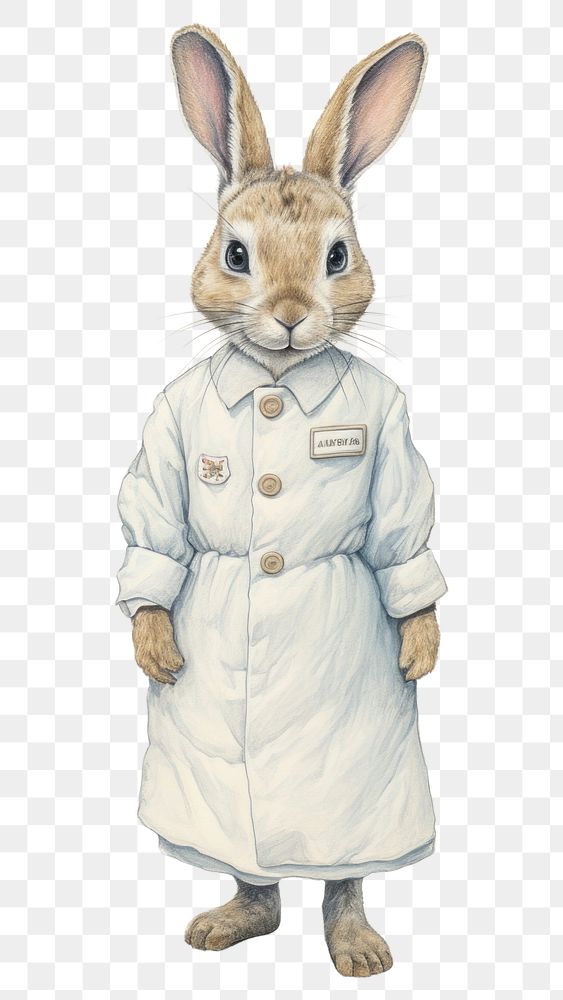 PNG Rabbit character wearing nurse uniform drawing sketch rodent.