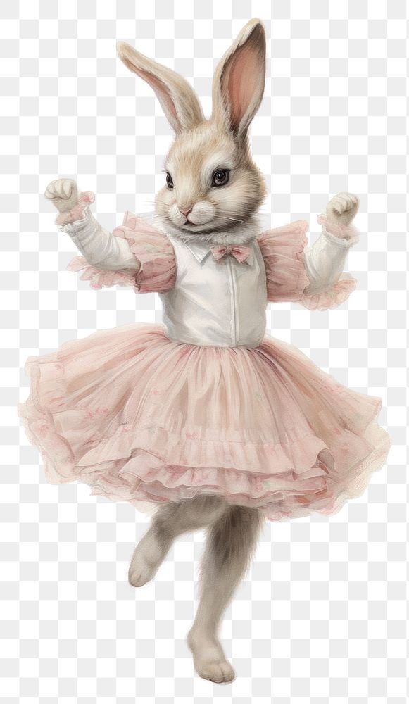 PNG Rabbit character ballet dancing animal mammal cute.