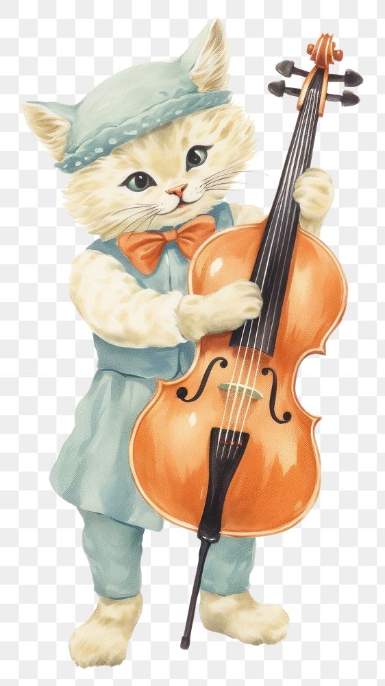 PNG Cat playing violin mammal cello representation. AI generated Image by rawpixel.
