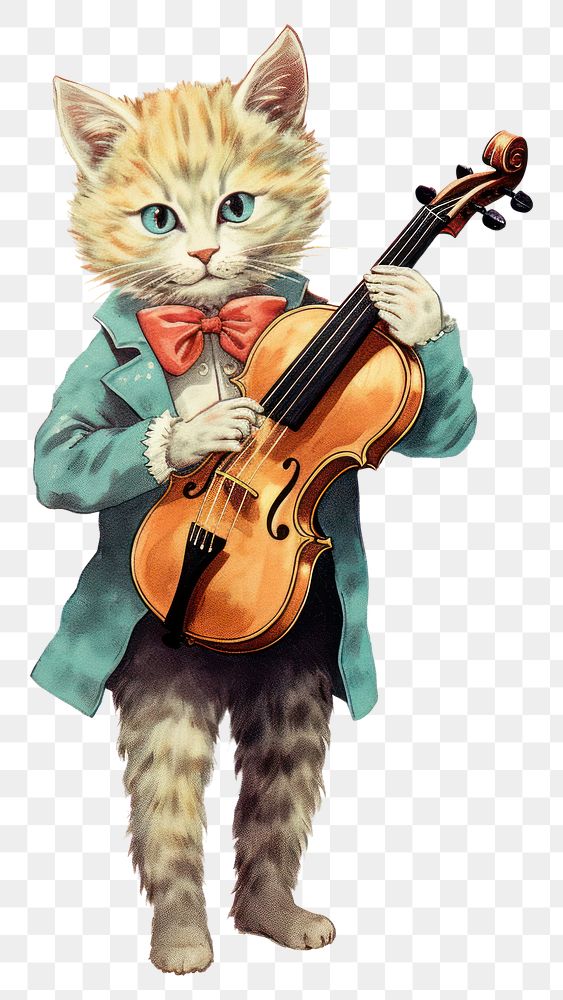 PNG Cat playing violin mammal pet performance. AI generated Image by rawpixel.
