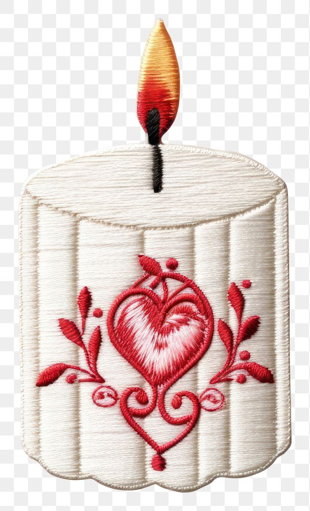 PNG Candle in embroidery style celebration anniversary creativity.