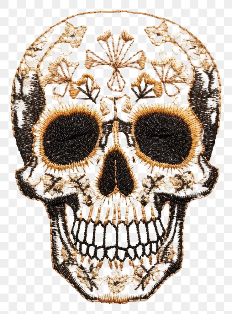 PNG Simple skull embroidery pattern art.