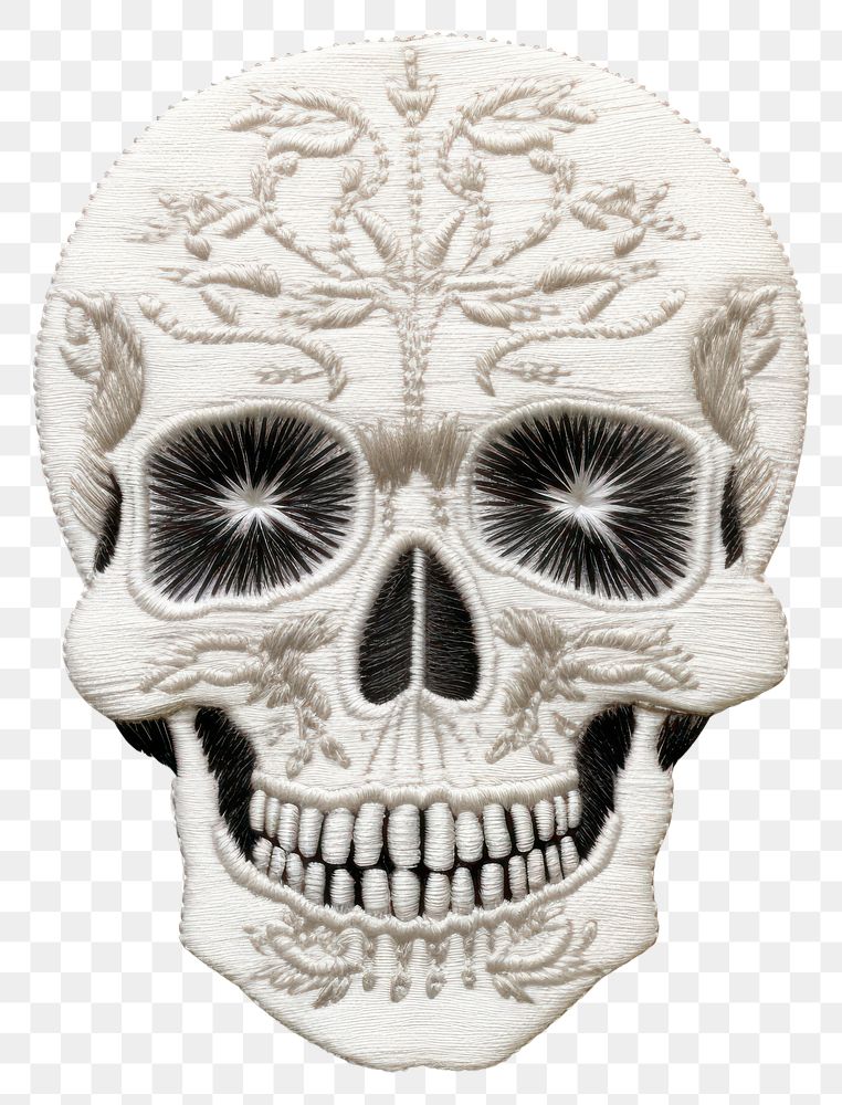 PNG White clean skull art representation illustrated.