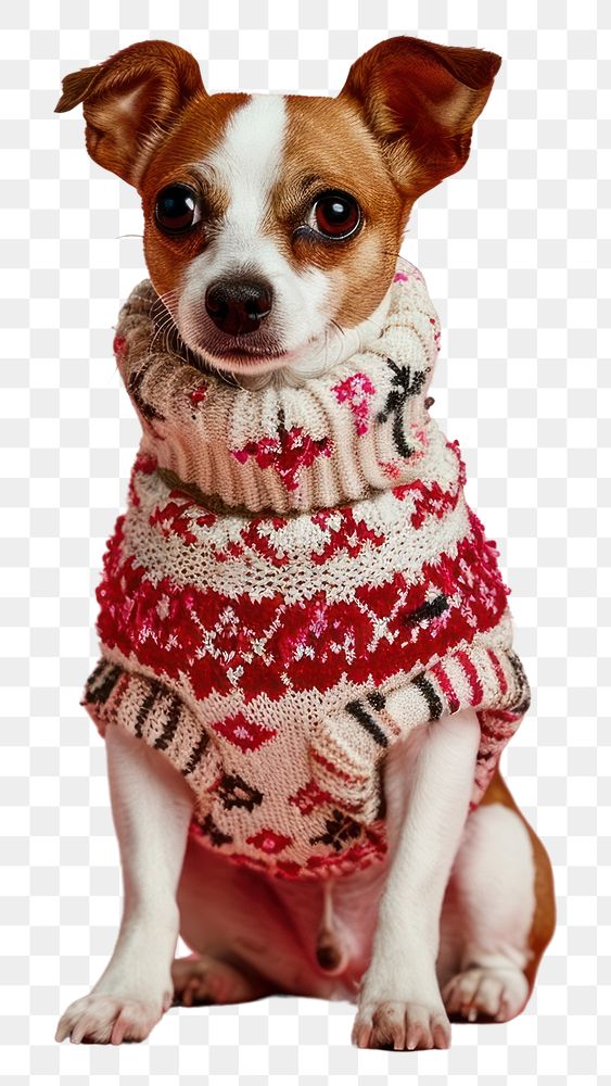 PNG Cute dog in knitted chihuahua sweater mammal. AI generated Image by rawpixel.