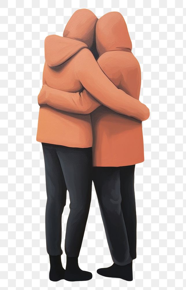 PNG Two hugging friend adult art togetherness.