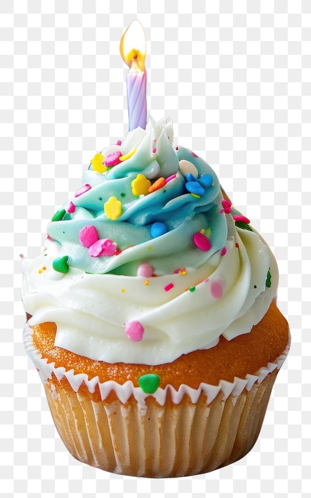 PNG Colorful Birthday cupcakes sprinkles birthday dessert.