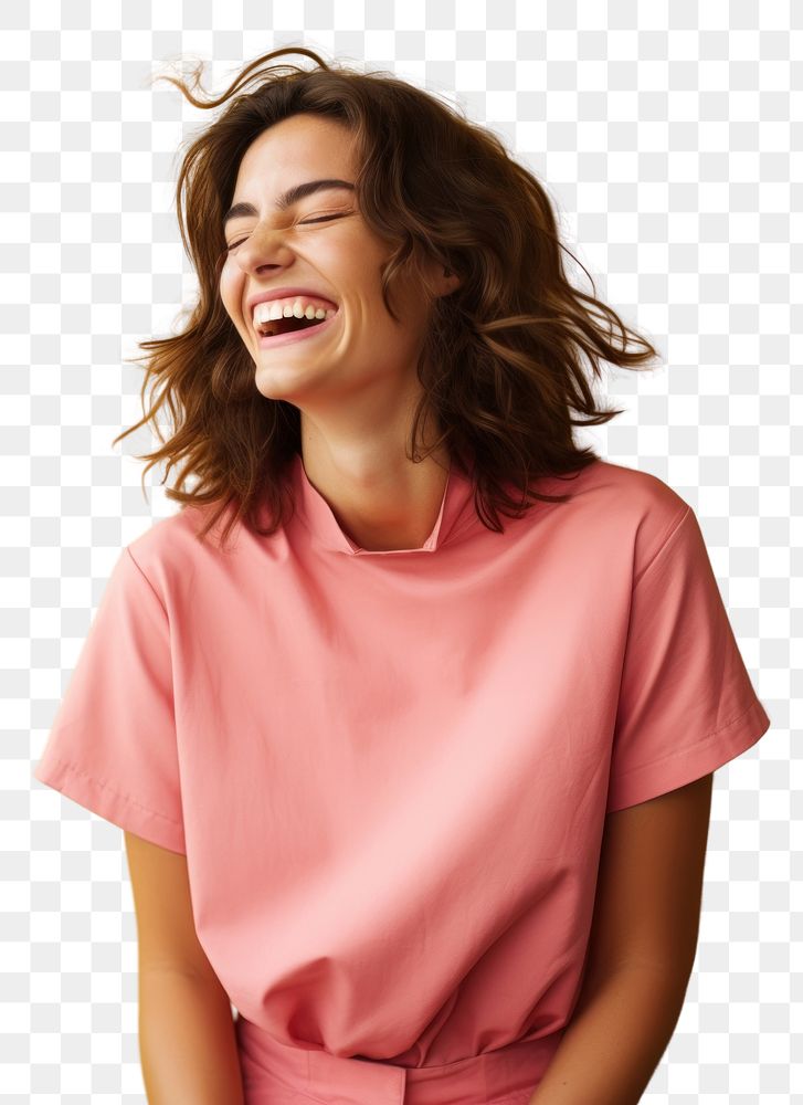 PNG Laughing adult women pink.