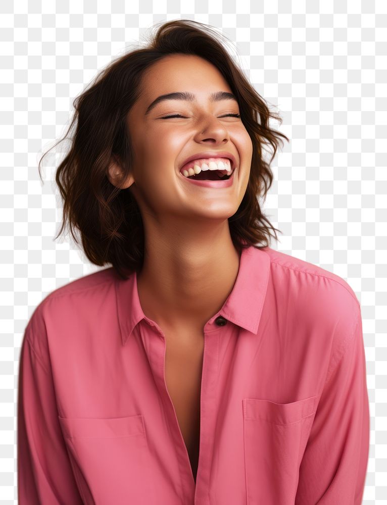 PNG Laughing yellow adult women.