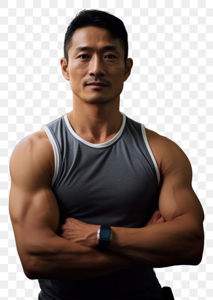 PNG Japanese man exercise portrait adult gym. AI generated Image by rawpixel.