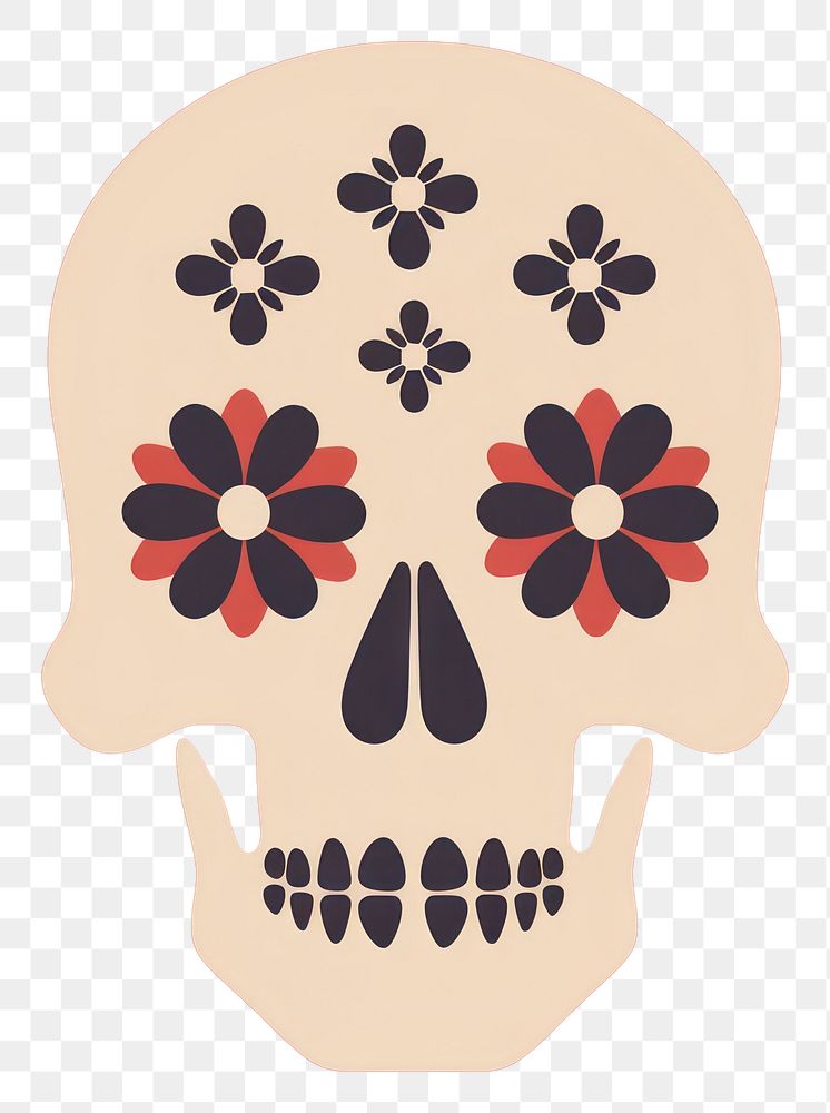 PNG  Skull with flowers icon art celebration creativity.