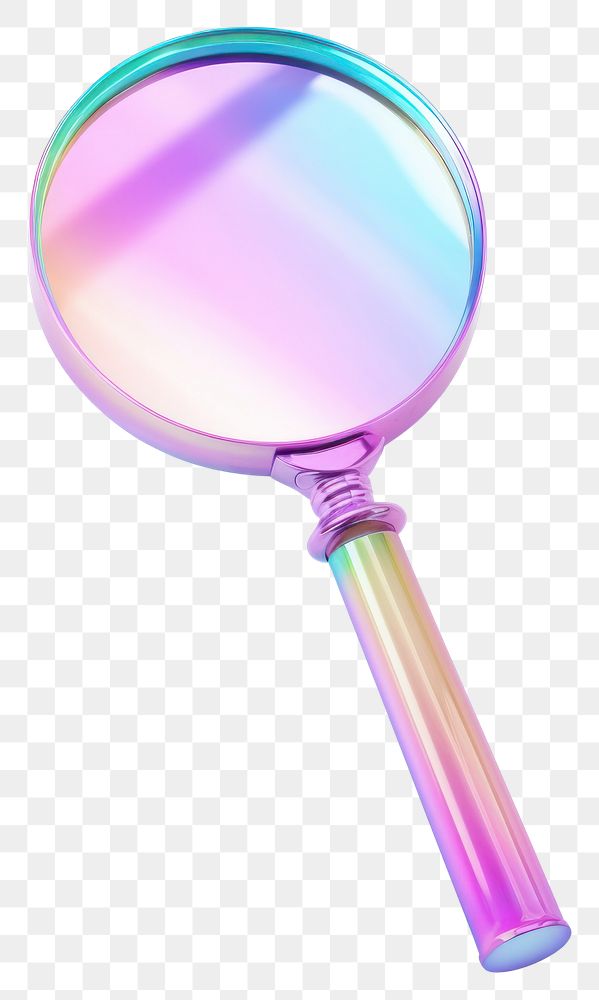 PNG Magnifying glass iridescent white background simplicity reflection.