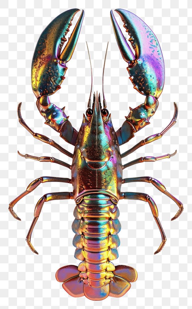 PNG Lobster iridescent seafood animal invertebrate.