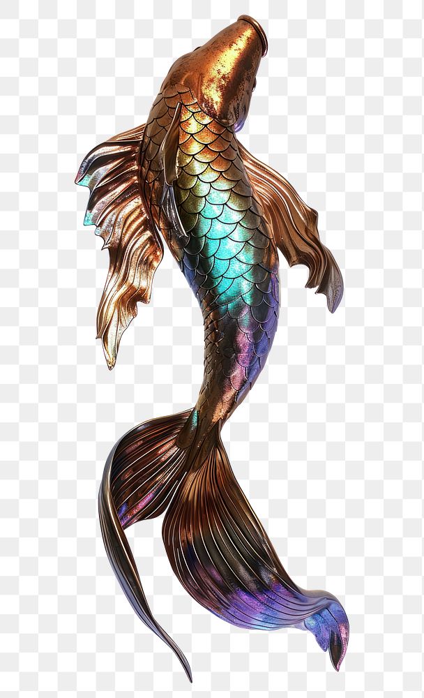 PNG Mermaid iridescent animal fish white background.
