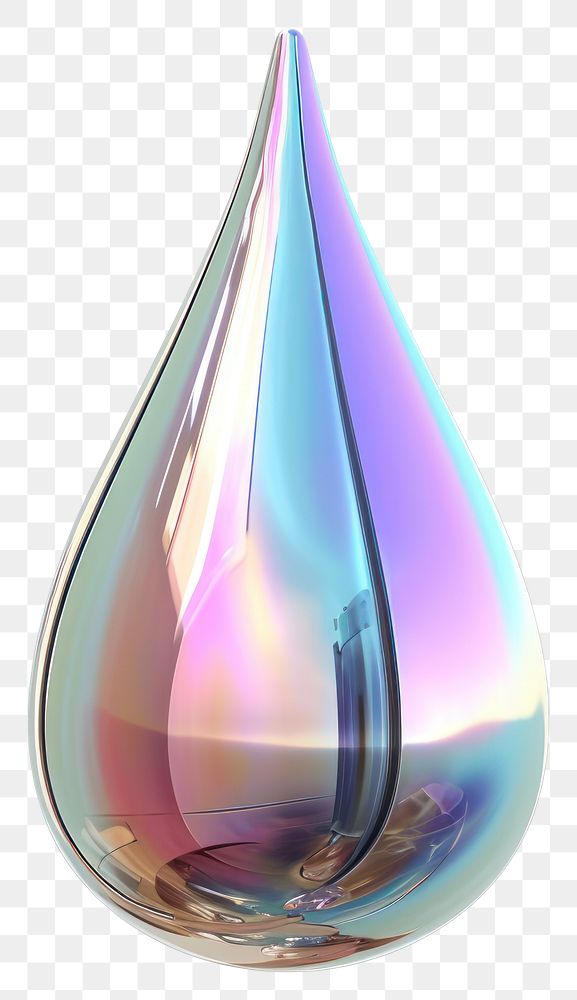 PNG Water drop iridescent vase white background reflection.