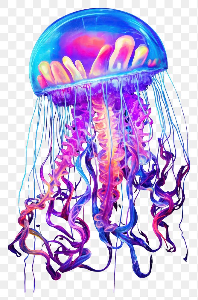 PNG  A jellyfish marine purple blue. AI generated Image by rawpixel.