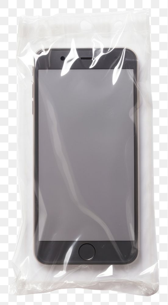 PNG  Plastic wrapping over a mobilephone white background electronics technology.