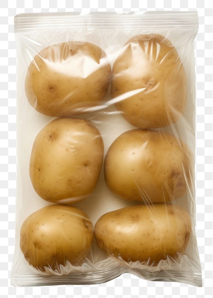 PNG  Plastic wrapping over a potato vegetable food white background.