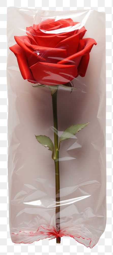 PNG  Plastic wrapping over a rose flower petal plant.