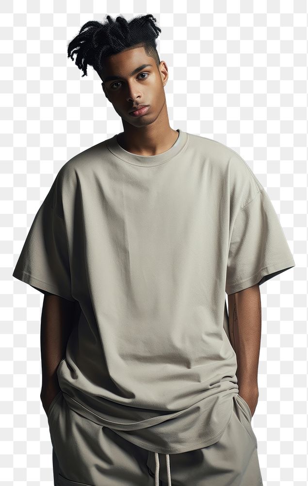 PNG  Over beige t-shirt sleeve adult man.