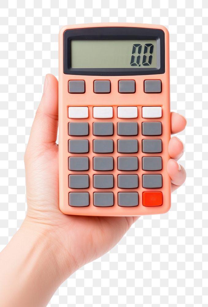 PNG Hand holding calculator white background mathematics electronics. AI generated Image by rawpixel.