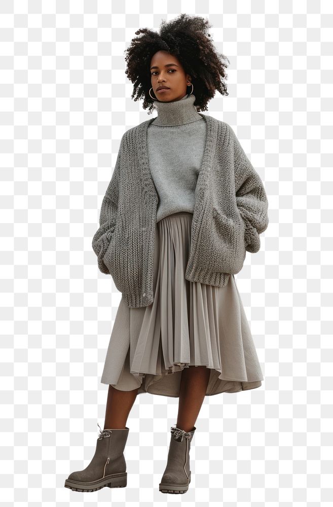 PNG  Grey sweater skirt coat architecture.