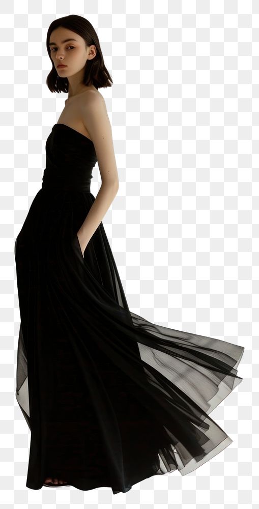 PNG  Strapless dress fashion standing adult.
