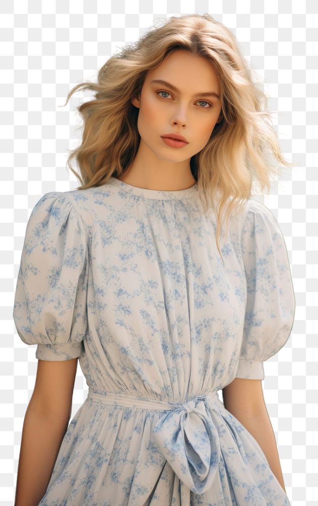PNG  Small blue flowers dress fashion blouse adult.