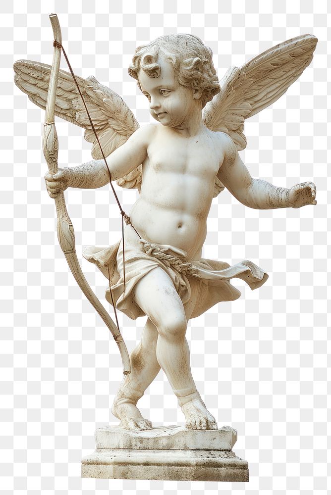 PNG Photo of cupid statue white white background representation.