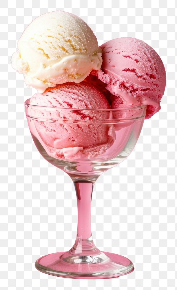PNG Photo of glass of 3 scoop ice creams dessert food refreshment.