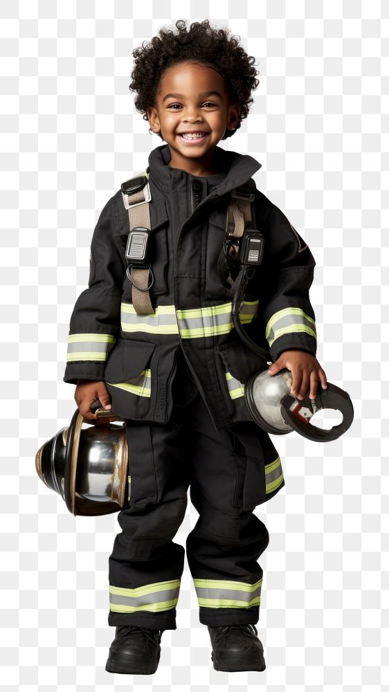 PNG Firefighter uniform costume child. AI generated Image by rawpixel.
