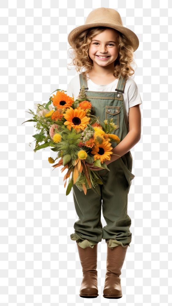PNG Florist sunflower gardening portrait. AI generated Image by rawpixel.