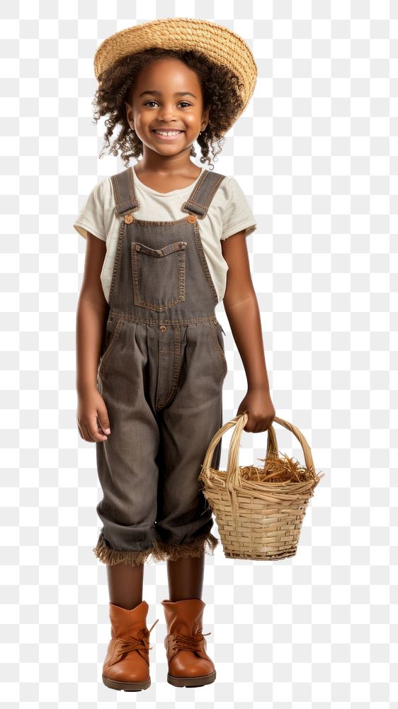 PNG Farmer basket child black. AI generated Image by rawpixel.