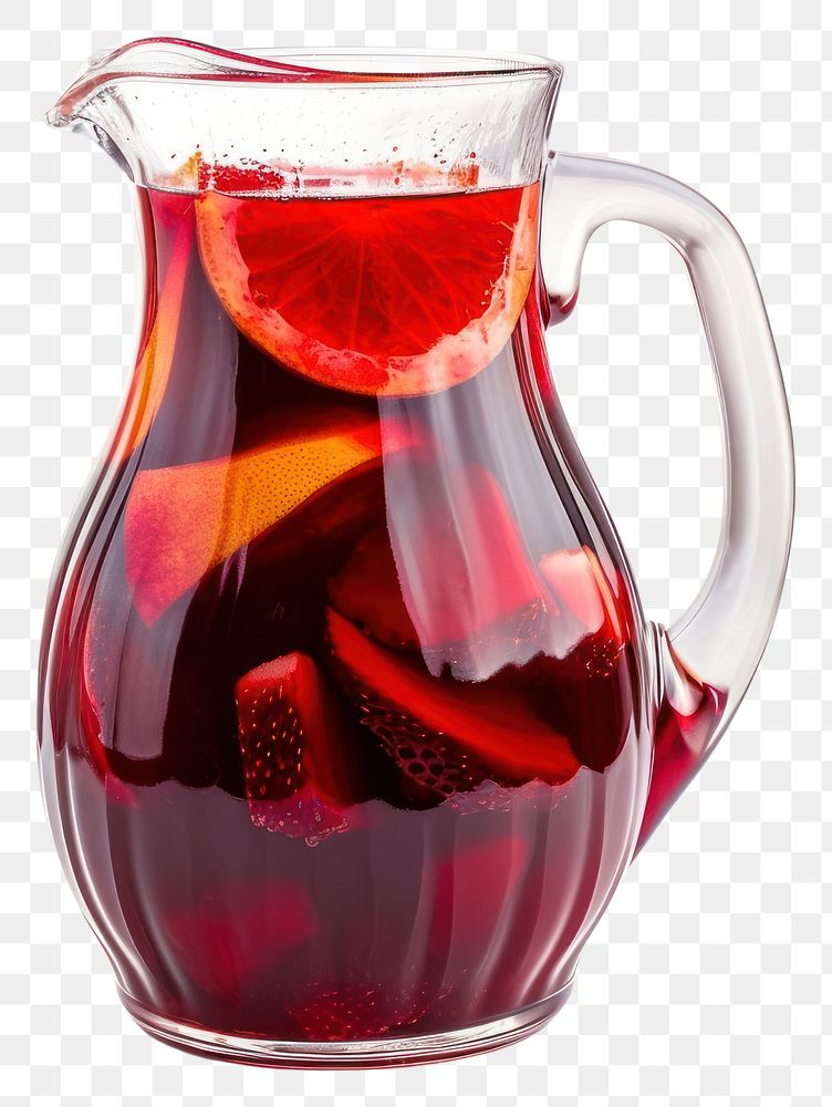 PNG Jug of red sangria white background refreshment drinkware.