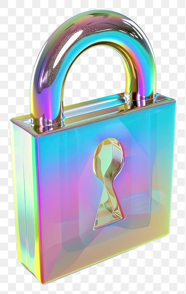 PNG Lock icon iridescent white background accessories protection.